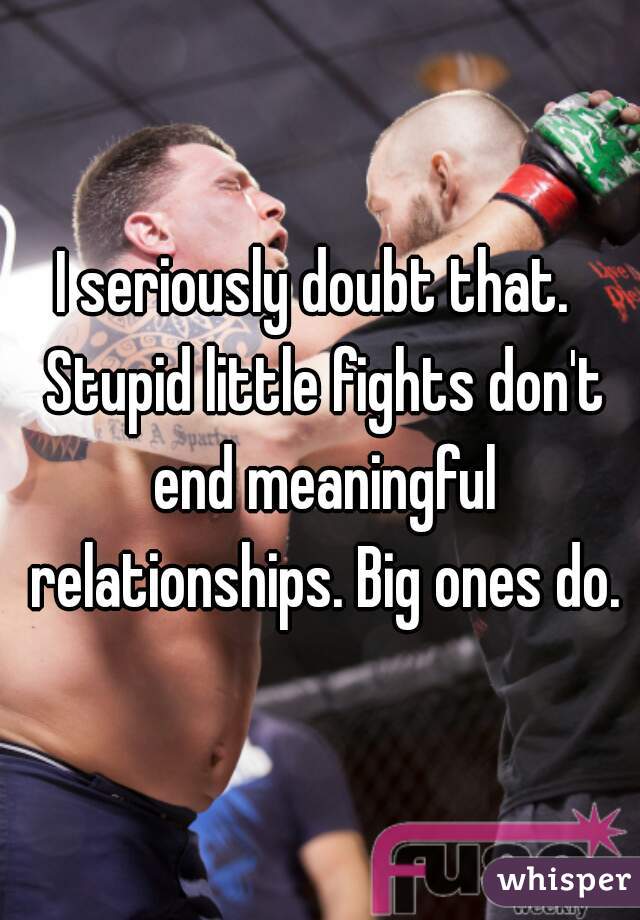 I seriously doubt that.  Stupid little fights don't end meaningful relationships. Big ones do.