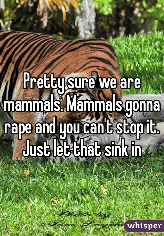 Pretty sure we are mammals. Mammals gonna rape and you can't stop it. Just let that sink in