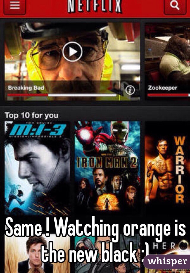 Same ! Watching orange is the new black :) 