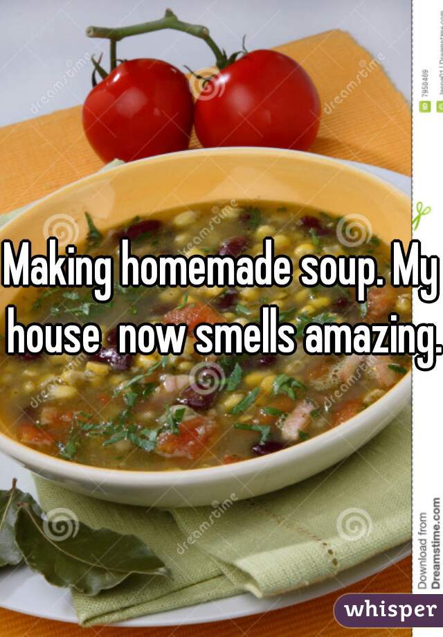 Making homemade soup. My house  now smells amazing. 