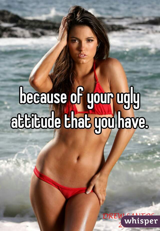 because of your ugly attitude that you have. 