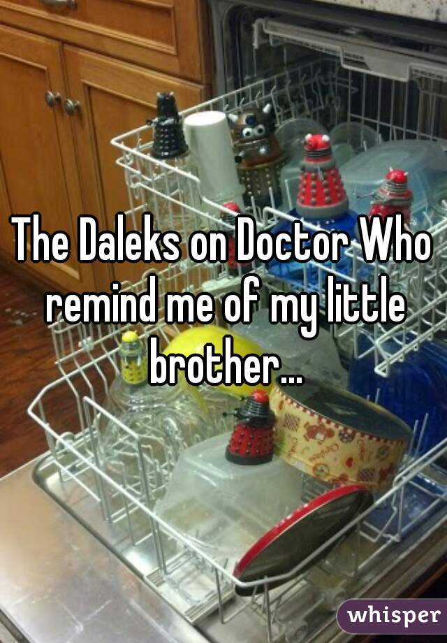 The Daleks on Doctor Who remind me of my little brother...