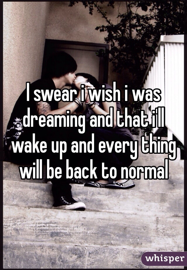 I swear i wish i was dreaming and that i'll wake up and every thing will be back to normal 