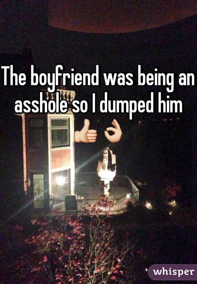 The boyfriend was being an asshole so I dumped him 👍👌