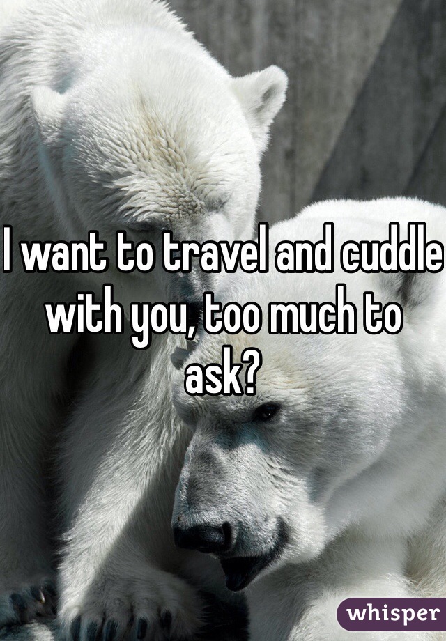 I want to travel and cuddle with you, too much to ask?