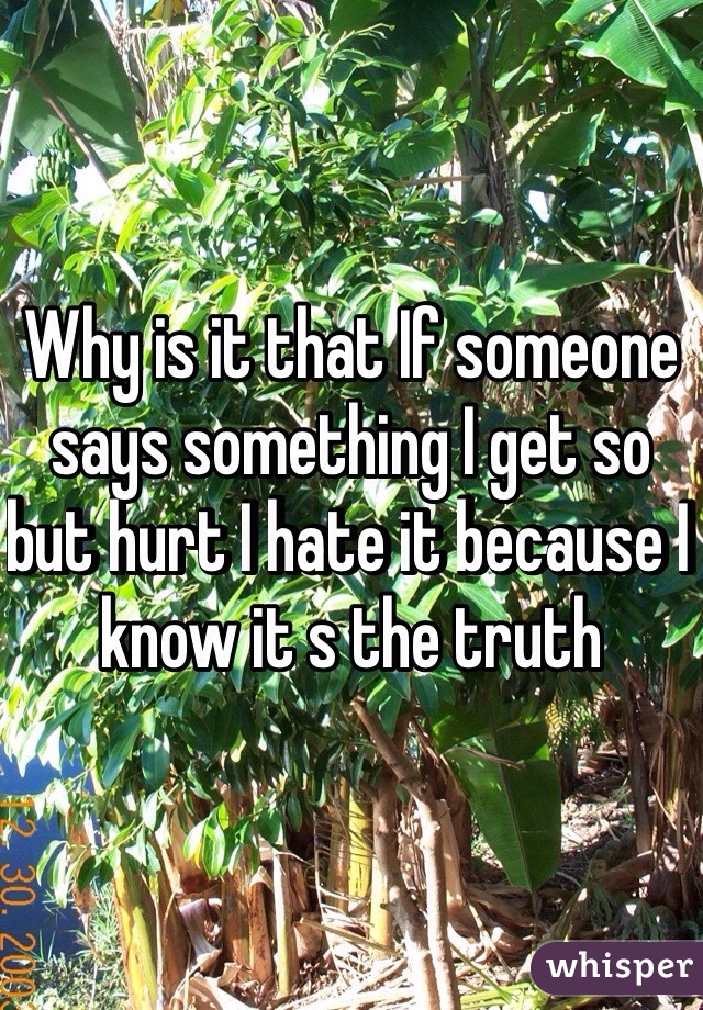 Why is it that If someone says something I get so but hurt I hate it because I know it s the truth