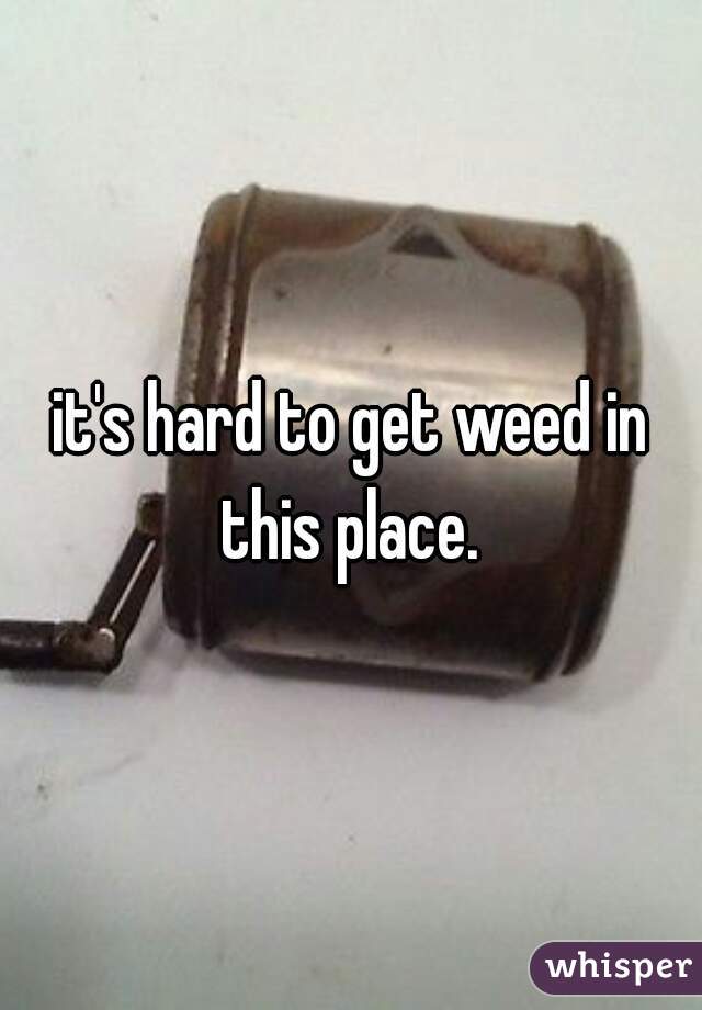 it's hard to get weed in this place. 