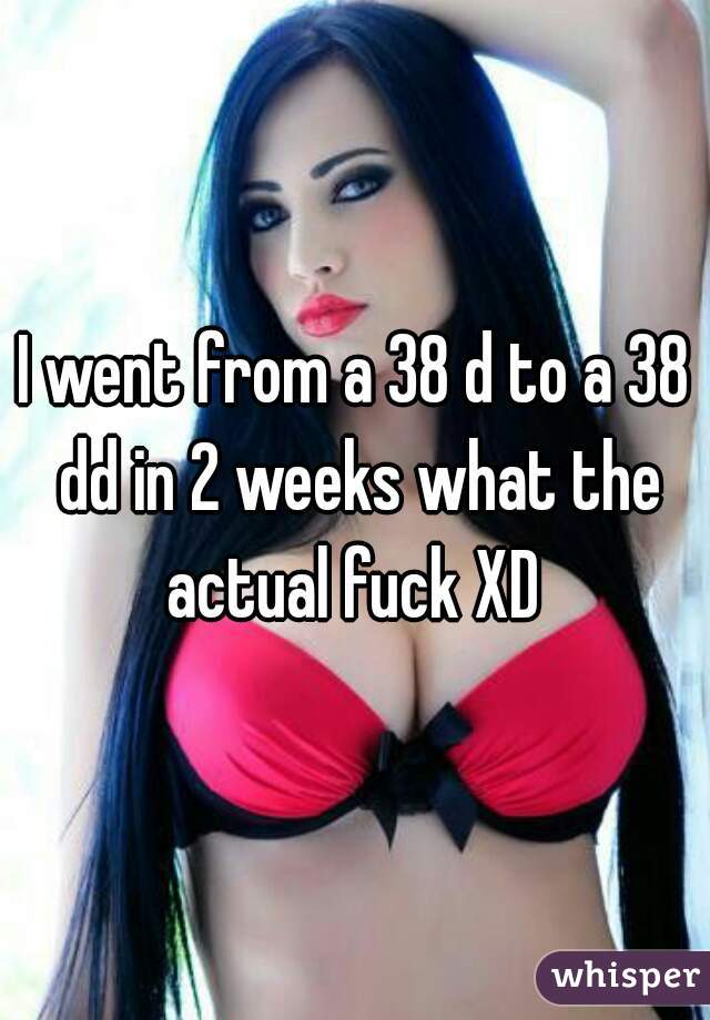 I went from a 38 d to a 38 dd in 2 weeks what the actual fuck XD 