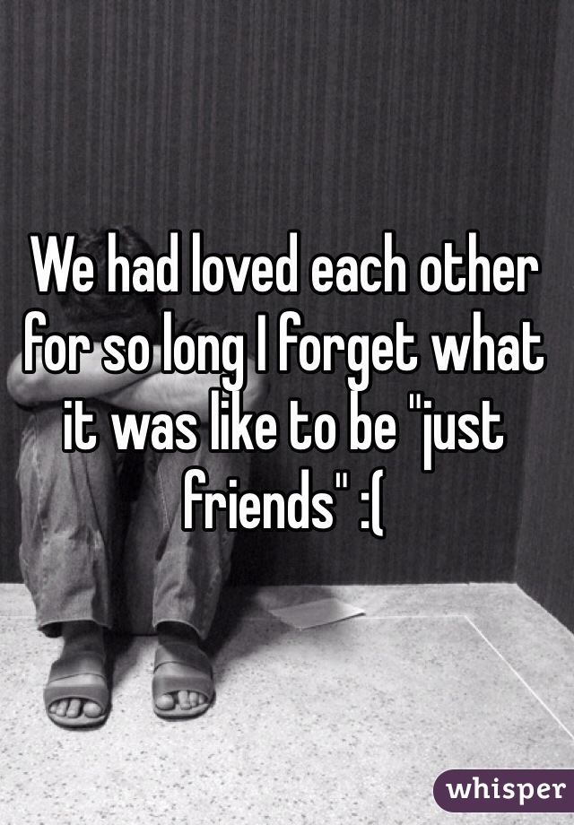 We had loved each other for so long I forget what it was like to be "just friends" :(
