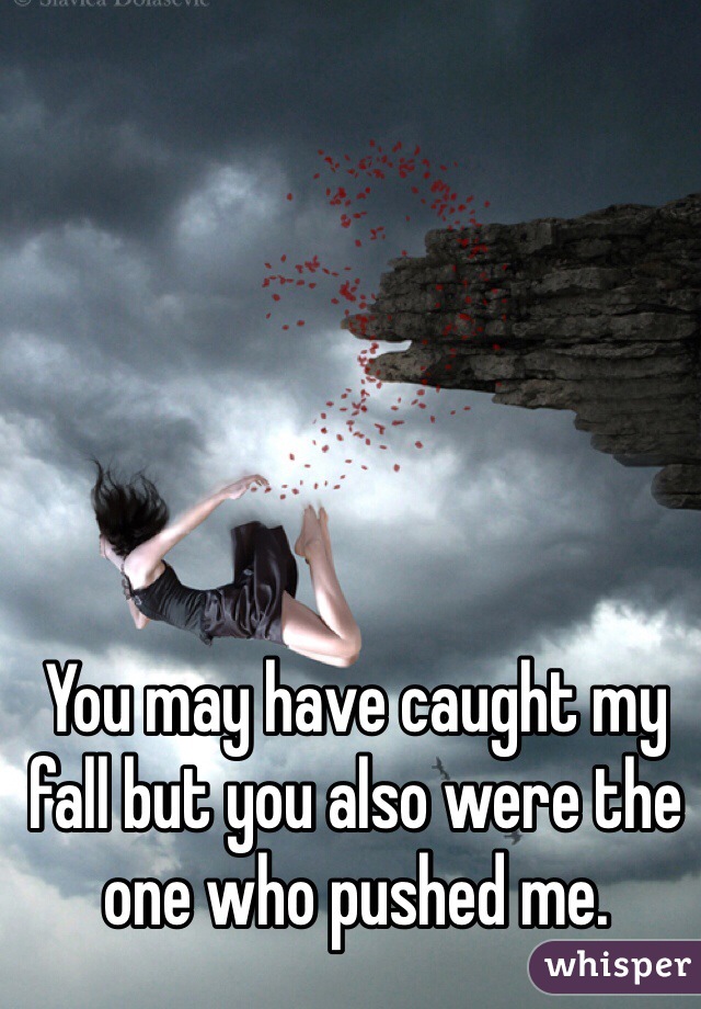 You may have caught my fall but you also were the one who pushed me.