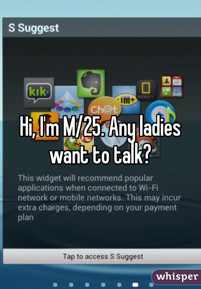 Hi, I'm M/25. Any ladies want to talk?