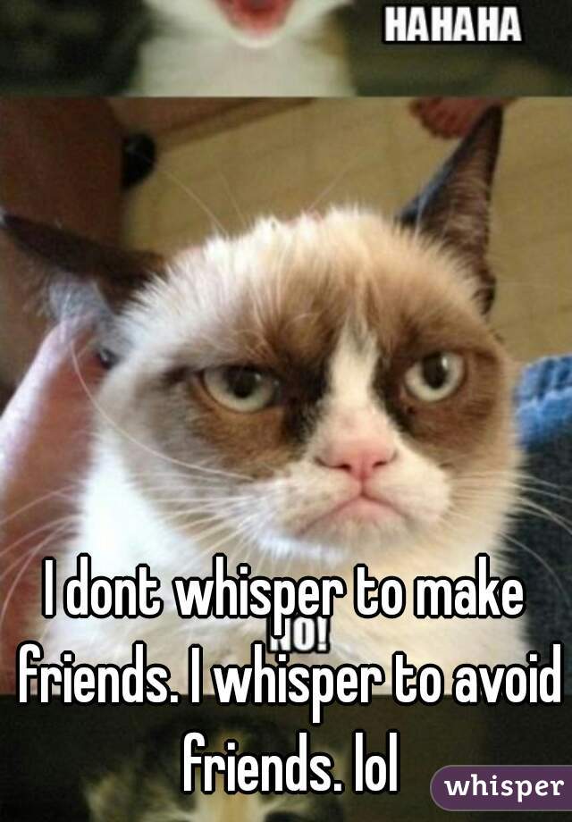 I dont whisper to make friends. I whisper to avoid friends. lol