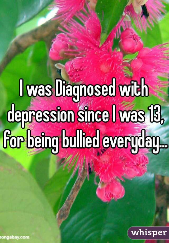 I was Diagnosed with depression since I was 13, for being bullied everyday...