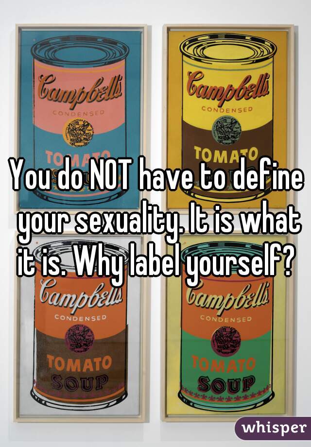 You do NOT have to define your sexuality. It is what it is. Why label yourself? 