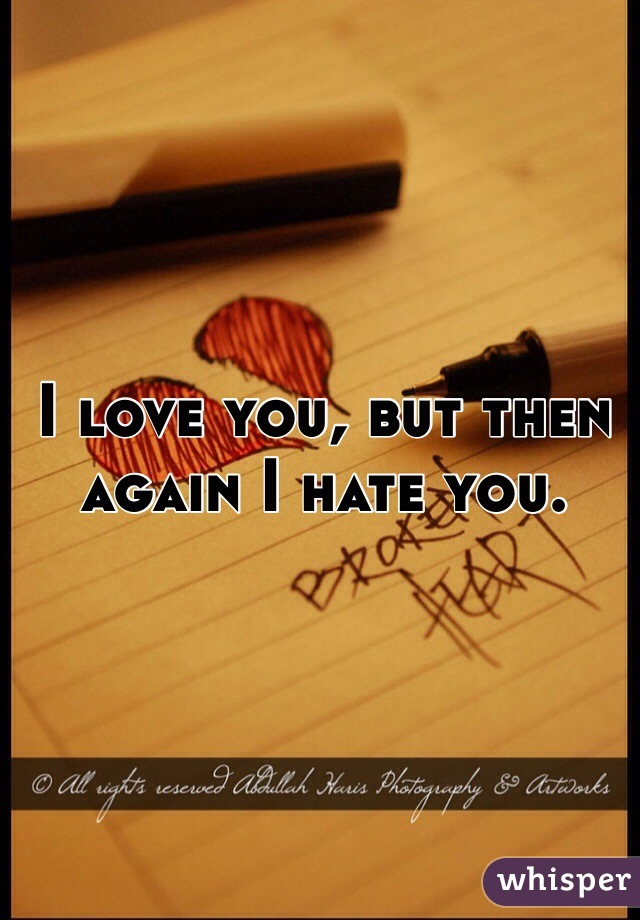 I love you, but then again I hate you.