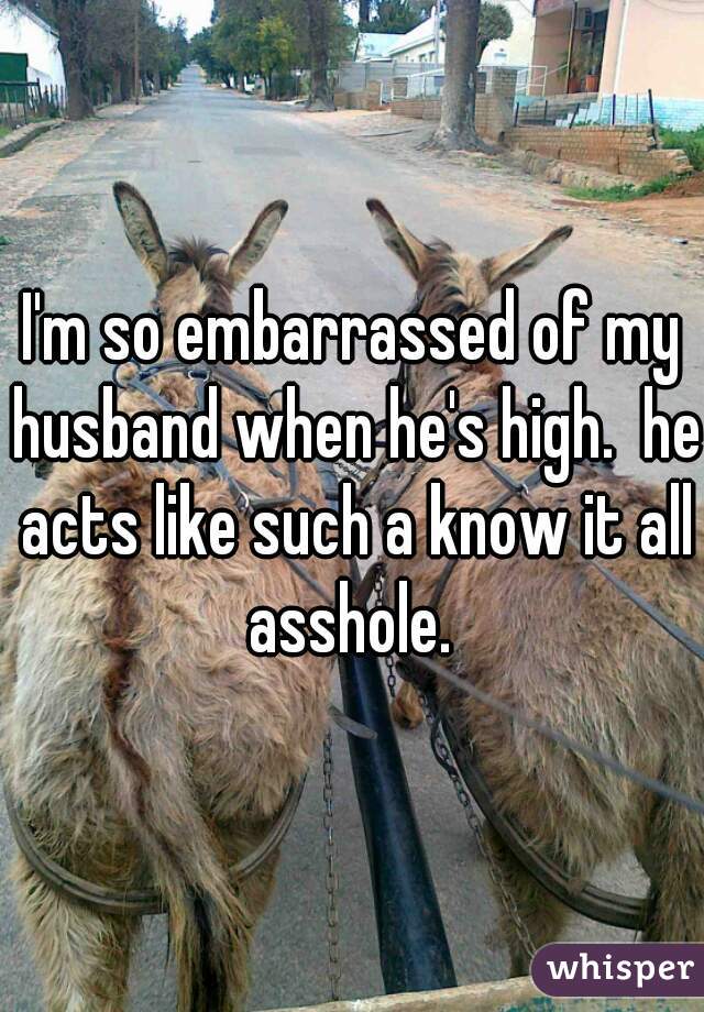 I'm so embarrassed of my husband when he's high.  he acts like such a know it all asshole. 