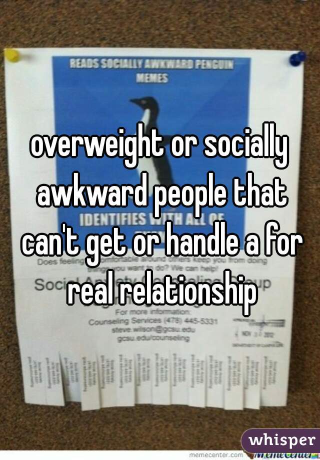 overweight or socially awkward people that can't get or handle a for real relationship