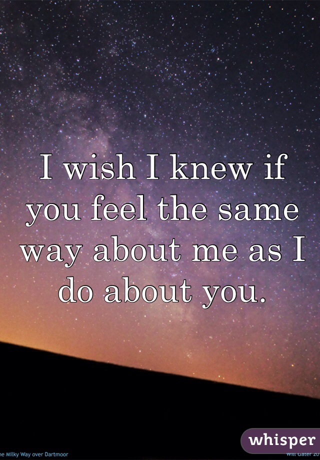 I wish I knew if you feel the same way about me as I do about you. 