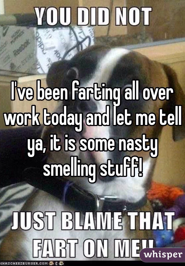 I've been farting all over work today and let me tell ya, it is some nasty smelling stuff! 