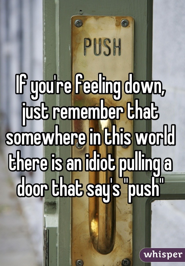 If you're feeling down, just remember that somewhere in this world there is an idiot pulling a door that say's "push"