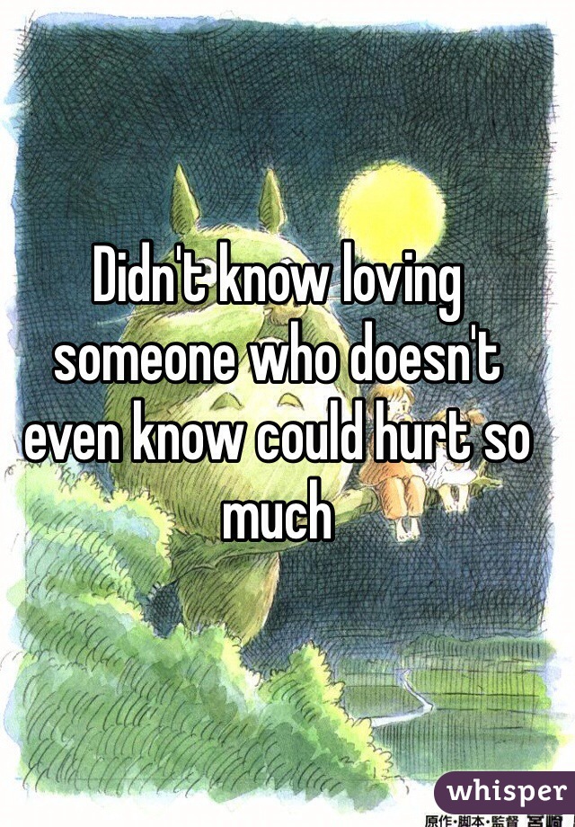 Didn't know loving someone who doesn't even know could hurt so much 