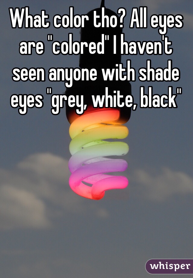 What color tho? All eyes are "colored" I haven't seen anyone with shade eyes "grey, white, black"
