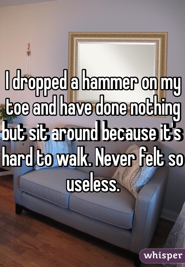 I dropped a hammer on my toe and have done nothing but sit around because it's hard to walk. Never felt so useless.