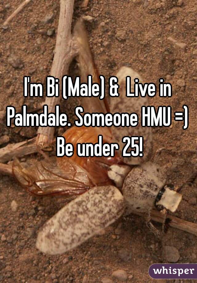 I'm Bi (Male) &  Live in Palmdale. Someone HMU =)  Be under 25!