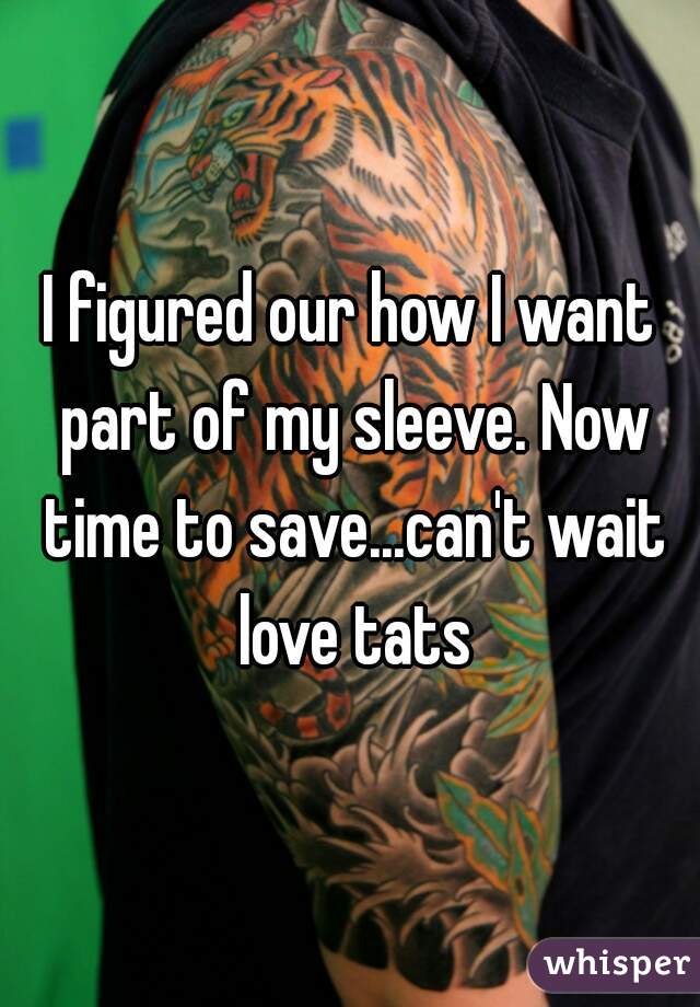 I figured our how I want part of my sleeve. Now time to save...can't wait love tats