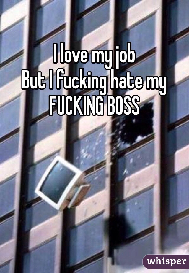 I love my job 
But I fucking hate my FUCKING BOSS