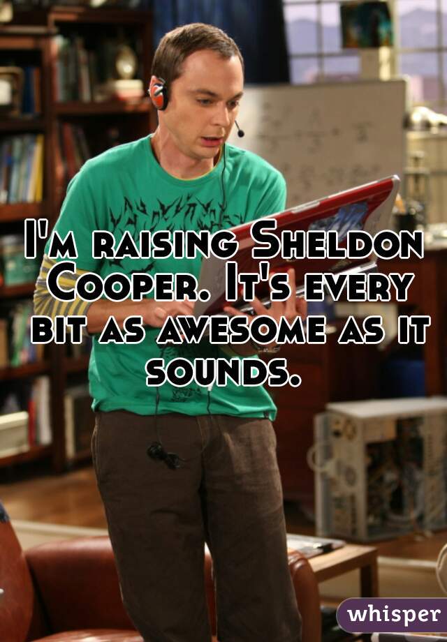 I'm raising Sheldon Cooper. It's every bit as awesome as it sounds. 
