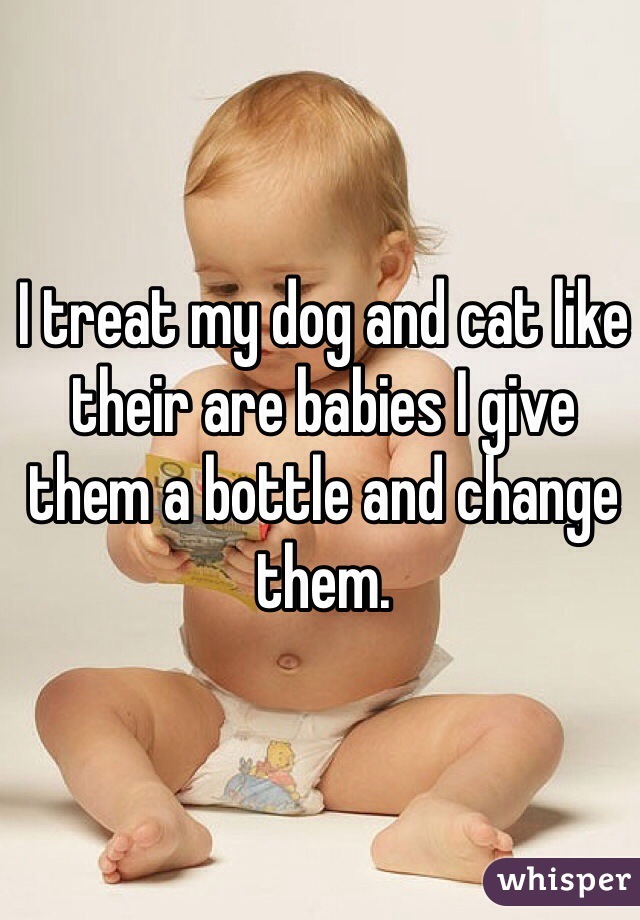 I treat my dog and cat like their are babies I give them a bottle and change them.