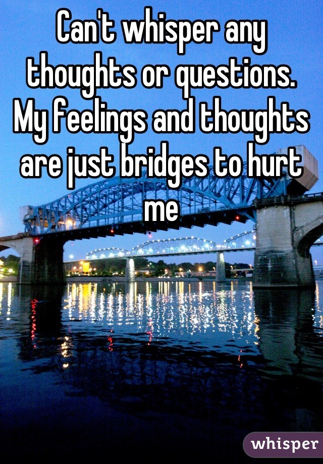 Can't whisper any thoughts or questions.  My feelings and thoughts are just bridges to hurt me