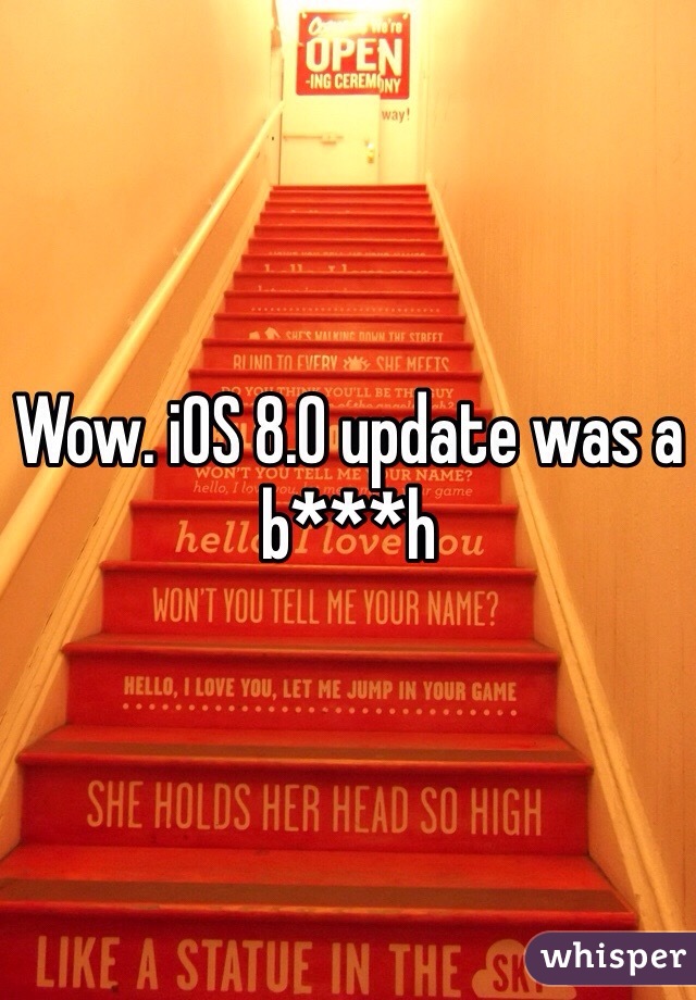 Wow. iOS 8.0 update was a b***h 