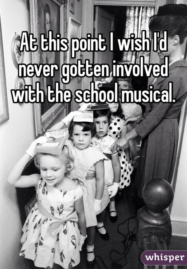 At this point I wish I'd never gotten involved with the school musical.