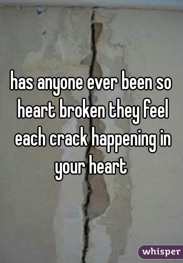 has anyone ever been so heart broken they feel each crack happening in your heart 