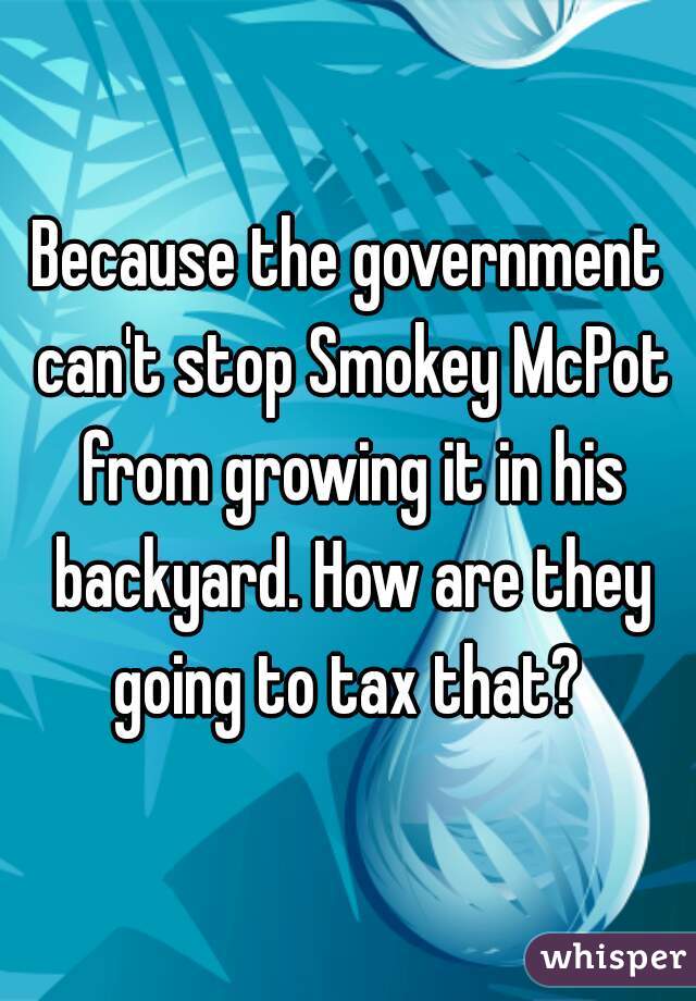 Because the government can't stop Smokey McPot from growing it in his backyard. How are they going to tax that? 