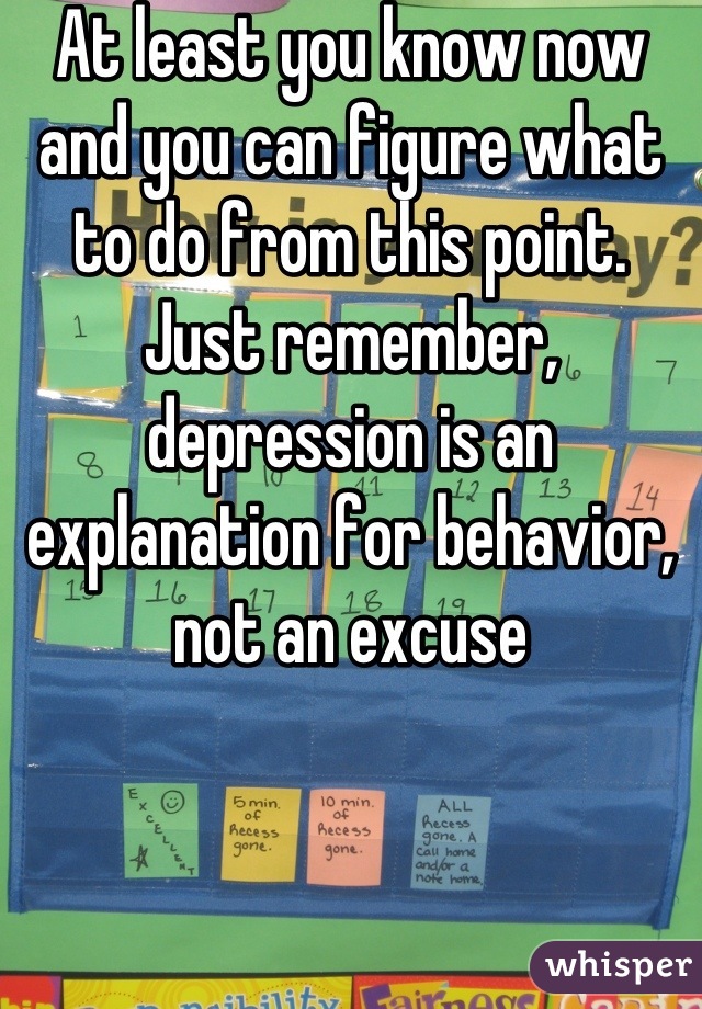 At least you know now and you can figure what to do from this point. Just remember, depression is an explanation for behavior, not an excuse