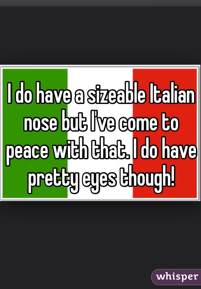 I do have a sizeable Italian nose but I've come to peace with that. I do have pretty eyes though!
