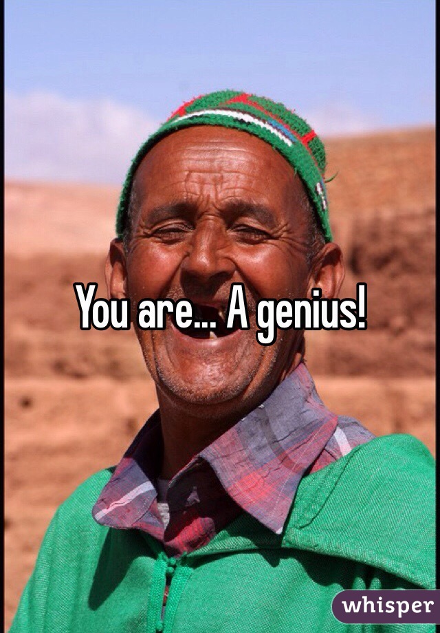 You are... A genius!