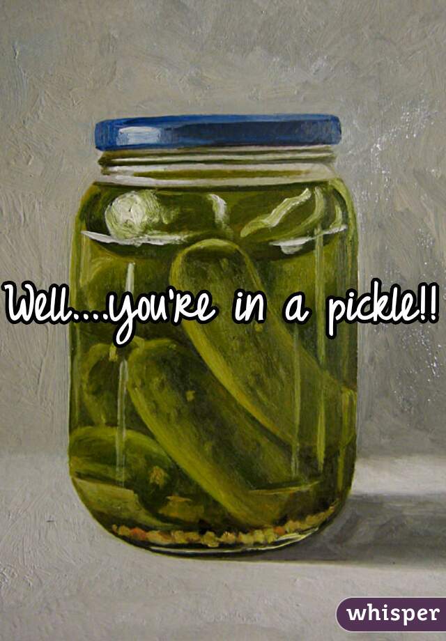 Well....you're in a pickle!! 