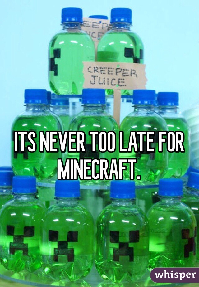 ITS NEVER TOO LATE FOR MINECRAFT.