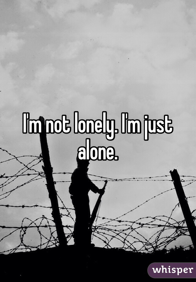 I'm not lonely. I'm just alone. 