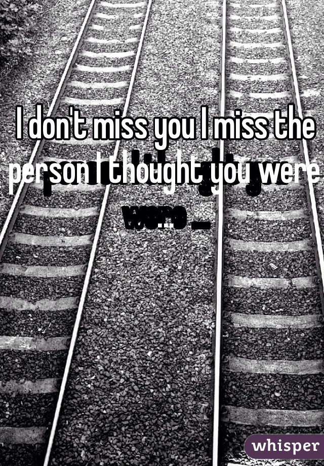 I don't miss you I miss the person I thought you were ... 