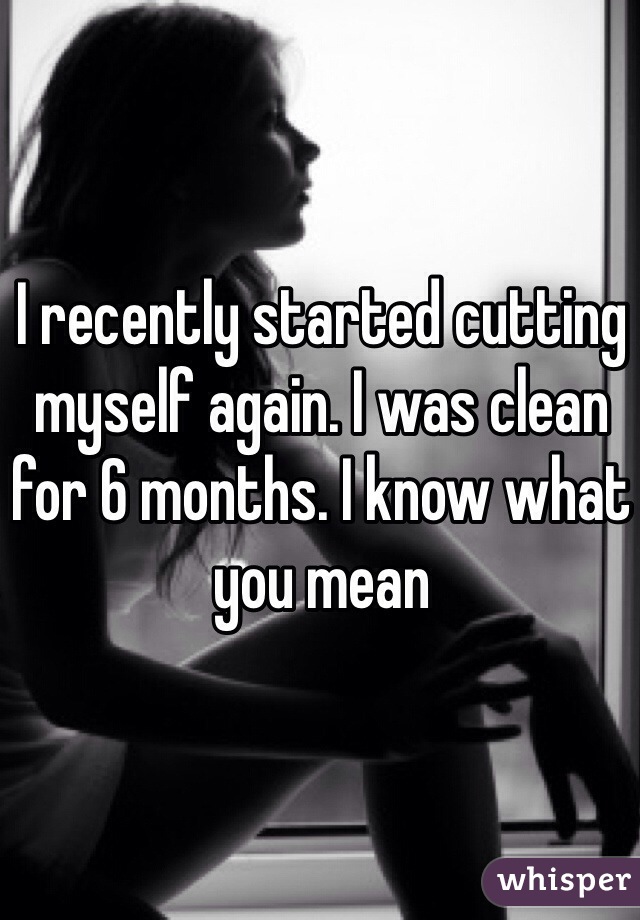 I recently started cutting myself again. I was clean for 6 months. I know what you mean 