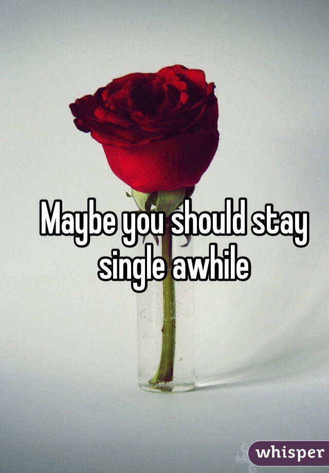 Maybe you should stay single awhile 