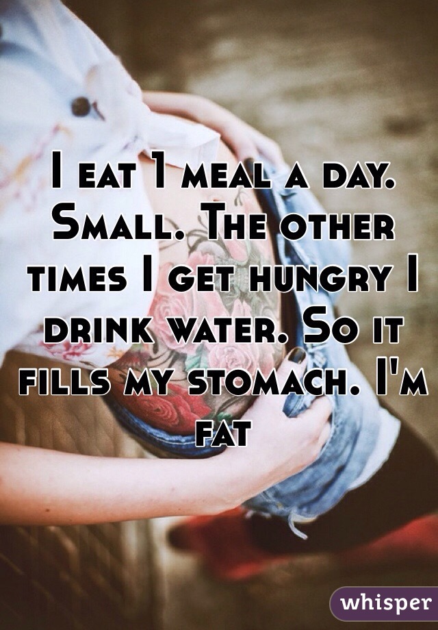 I eat 1 meal a day. Small. The other times I get hungry I drink water. So it fills my stomach. I'm fat 