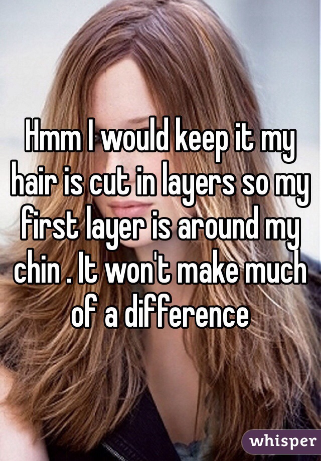 Hmm I would keep it my hair is cut in layers so my first layer is around my chin . It won't make much of a difference 