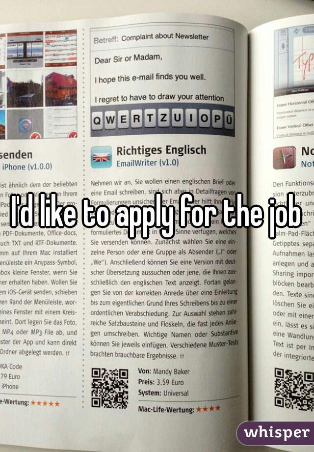 I'd like to apply for the job