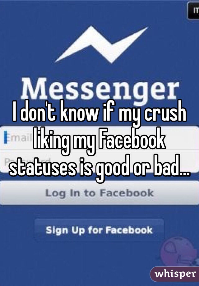 I don't know if my crush liking my Facebook statuses is good or bad...